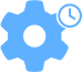 A blue clock is on the top of an image.